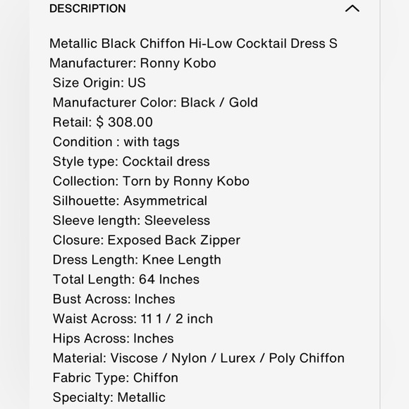 🖤 NWT RONNY KOBO Black Cocktail Dress | Size 4 🖤 - Picture 8 of 8